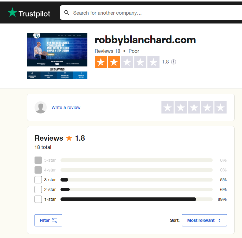 trust pilot review robby blanchard 