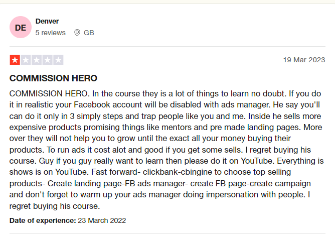 trust pilot review commission hero 